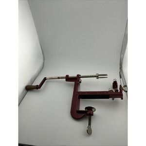 Back to Basics Red Peel Away Apple Potato Peeler Corer Slicer Cast Iron Used